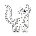 Isolated outline wolf alebrije icon Vector