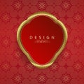 Isolated oval frame with a gold texture border on a red background Royalty Free Stock Photo