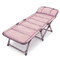 Isolated Padded Light Pink Folding Camp Cot with Metal Frame Illustration Royalty Free Stock Photo
