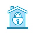 Isolated padlock inside house line and fill style icon vector design Royalty Free Stock Photo