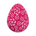 Isolated Painted Purple Easter Egg with Ornamental Floral Pattern, Template for Easter Designs on White Background