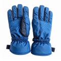Isolated Pair of Blue Winter Gloves on White Background Studio Shot Royalty Free Stock Photo