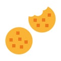 Isolated pair of chocolate cookie candy sheer flat icon Vector