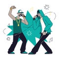 Isolated pair of male characters playing rap music concept Vector Royalty Free Stock Photo