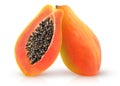 Isolated papaya halves