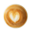 Isolated paper latte cup with heart shaped latte art isolated on white background Royalty Free Stock Photo