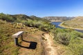 Isolated Park Bench Green Cactus Desert Lake Hodges Poway Landscape San Diego County North Inland Royalty Free Stock Photo