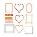 Washi tape frames in light boho colors. Bright vector design for web, print, planners, etc.