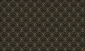 Abstract vector seamless geometric pattern. Gold lines on a black background. Japanese ornament style