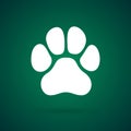 Isolated paw foot on green background. Vector animal foot print Royalty Free Stock Photo