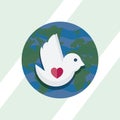 Isolated peace dove pigeon on earth globe poster Vector