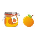 Isolated peach jam jar and fruit Royalty Free Stock Photo