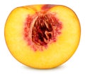 One peach nectarine fruit in the cut isolated on white background Royalty Free Stock Photo