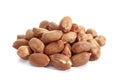 Isolated peanut. Walnut purified on a white background. Protein food. Raw peanuts