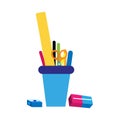 Isolated pencilcase mug icon School supply flat design Vector Royalty Free Stock Photo