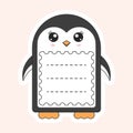Isolated Penguin Cartoon Frame Or Notebook Label On Peach
