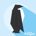 Isolated penguin origami icon flat design Vector