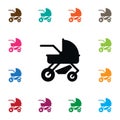 Isolated Perambulator Icon. Carriage Vector Element Can Be Used For Perambulator, Carriage, Pram Design Concept.