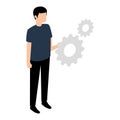 Isolated person with gear icons Vector Royalty Free Stock Photo