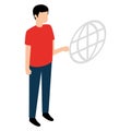 Isolated person with an internet world icon Vector Royalty Free Stock Photo