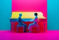 music art colourful trend modern concept illustration performance piano people. Generative AI.