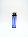Isolated photo concept of blue lighter. Royalty Free Stock Photo