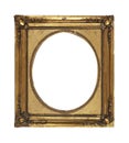 Isolated Photo Frame, Golden Antique Photo Frame, Vintage Frame. Old and Used Photo Frame Royalty Free Stock Photo