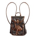 Isolated photo of leather backpack on white background Royalty Free Stock Photo