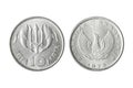 Isolated photo of 10 lepta Greece 1973 coin on white background Royalty Free Stock Photo