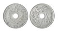 Isolated photo of 20 lepta Greece 1959 coin on white background Royalty Free Stock Photo