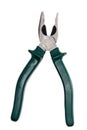 Isolated photo of pliers with green handles on a white background Royalty Free Stock Photo
