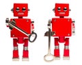 Isolated photo of red toy robot with key Royalty Free Stock Photo