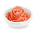 Isolated pickled ginger rose in a bowl