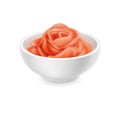 Isolated pickled ginger rose in a bowl