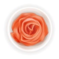 Isolated pickled ginger rose in a bowl