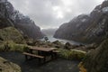 Isolated Picnic Table at the Gloppedalsura Landslide Royalty Free Stock Photo