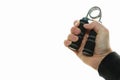 Isolated picture of a person squeezing a handgrip