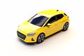 background image.yellow hatchback, on an isolated white background, passenger car. Generated AI, generative assistant, Royalty Free Stock Photo