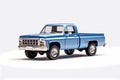 Background Image. Vintage Blue Pickup Truck On An Isolated White Background, SUV. Generated AI, Generative Assistant,