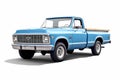 Background Image. Vintage Blue Pickup Truck On An Isolated White Background, SUV. Generated AI, Generative Assistant,