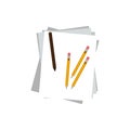 Isolated piece of paper and pencils design