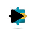 Isolated piece of puzzle with the Bahamas flag. Vector.