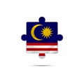 Isolated piece of puzzle with the Malaysia flag. Vector.