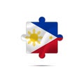 Isolated piece of puzzle with the Philippines flag. Vector illustration.