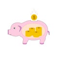 Isolated piggy bank saving money