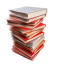 Isolated pile of books on white background