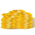 Isolated pile of gold coins on a white background Royalty Free Stock Photo