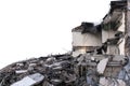 Isolated pile of rubble from a dismantled building at a demolition site. Royalty Free Stock Photo