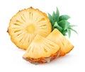 Isolated pineapple slices