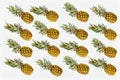 Isolated pineapples pattern on white background. Summer concept